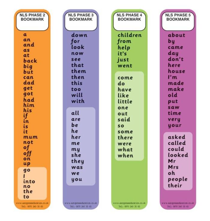 HF WORD BOOKMARKS (SET OF 4)