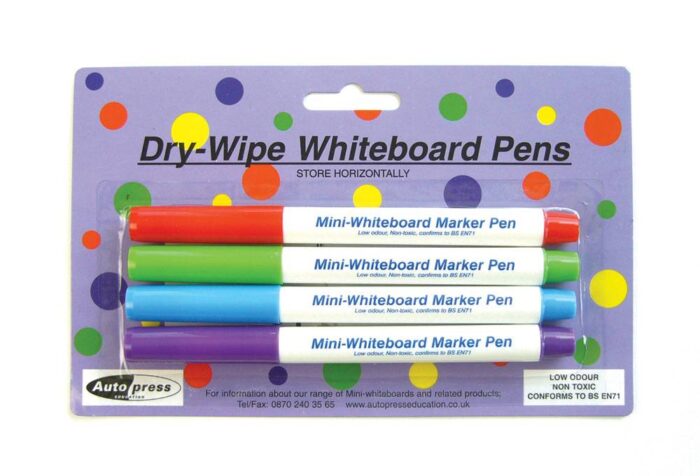 DRY-WIPE PENS - COLOURED (PACK OF 4)