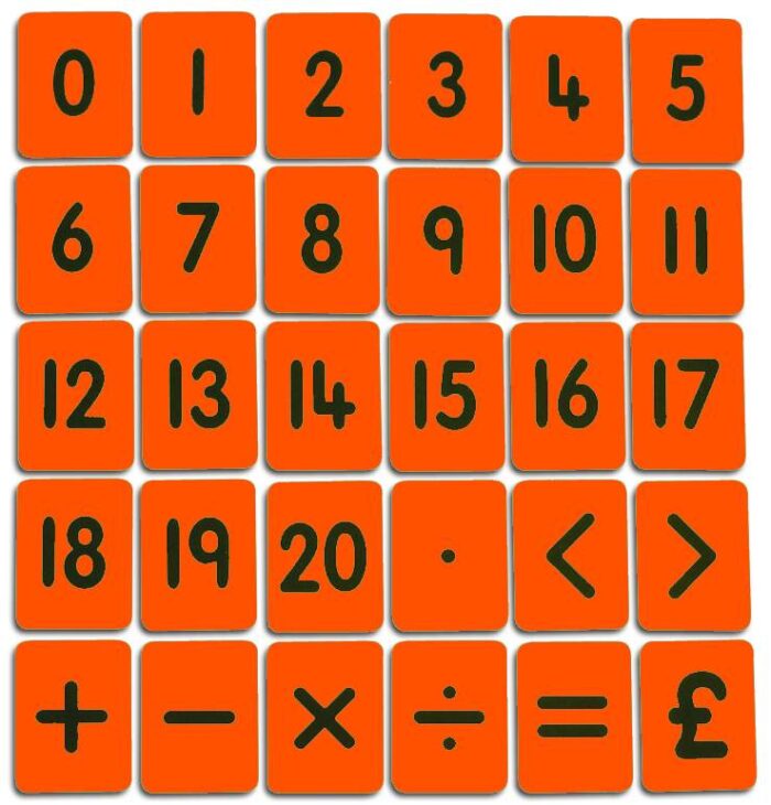 CHILD'S 0-20/FUNCTIONS CARD SET - ORANGE