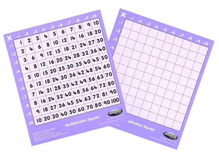 CHILD'S 10x10 MULTIPLICATION SQUARE - MEDIUM