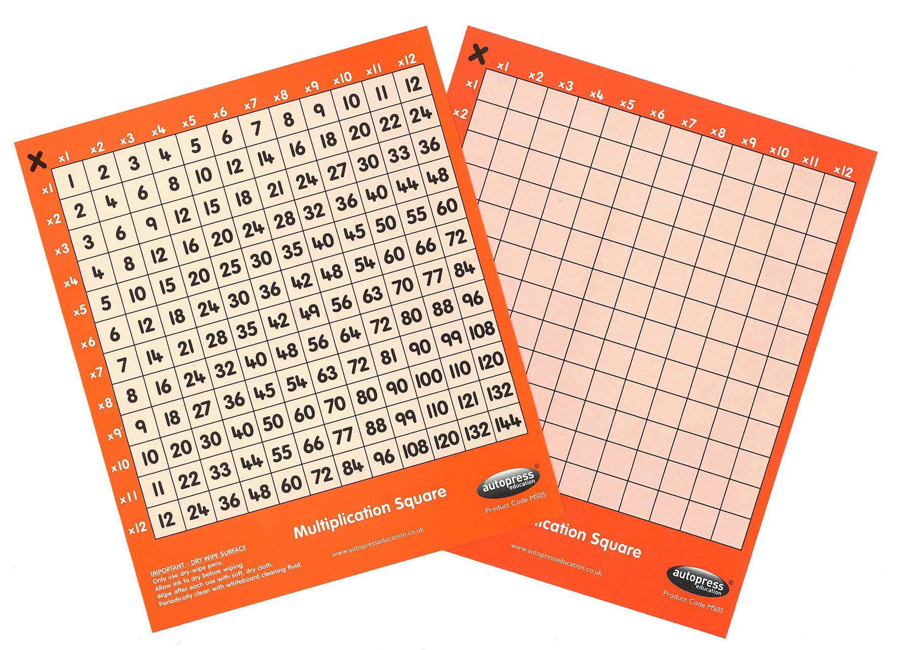 CHILD'S 12x12 MULTIPLICATION SQUARE - MEDIUM