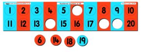 NUMBER TRACK WITH POP-OUT COUNTERS TO 20