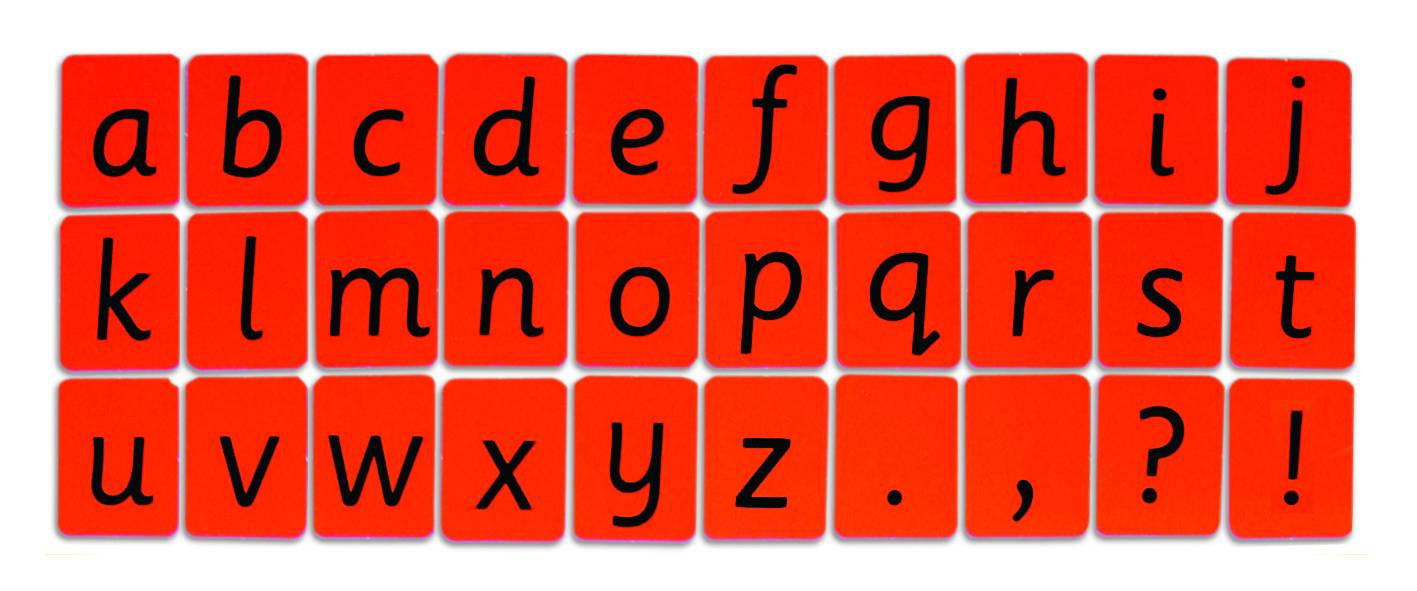 CHILD'S ALPHABET CARDS - LOWER CASE (RED)