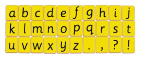 CHILD'S ALPHABET CARDS - LOWER CASE (YELLOW)