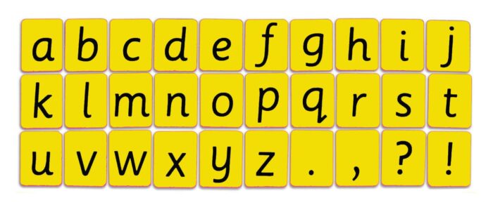 CHILD'S ALPHABET CARDS - LOWER CASE (YELLOW)