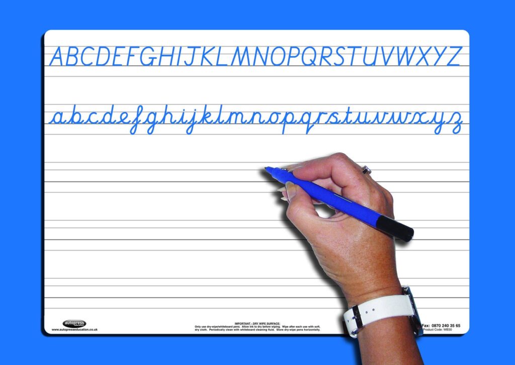 A4 HANDWRITING WHITEBOARD/PEN/BAG CURSIVE » Autopress Education