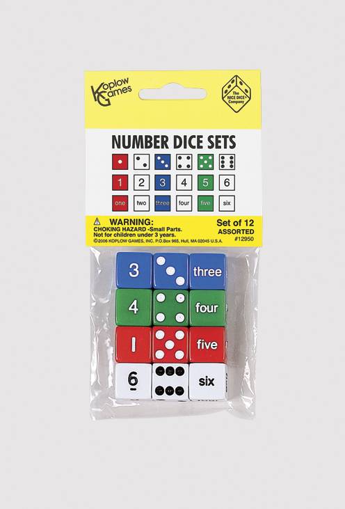 PACK OF SPOT/DIGIT/WORD DICE (1-6)